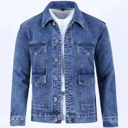 2023 Spring and Autumn New Fashion Trend Solid Color Denim Jacket Men'S Casual Loose Comfortable Large Size High Quality Coat