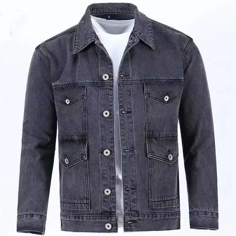 2023 Spring and Autumn New Fashion Trend Solid Color Denim Jacket Men'S Casual Loose Comfortable Large Size High Quality Coat